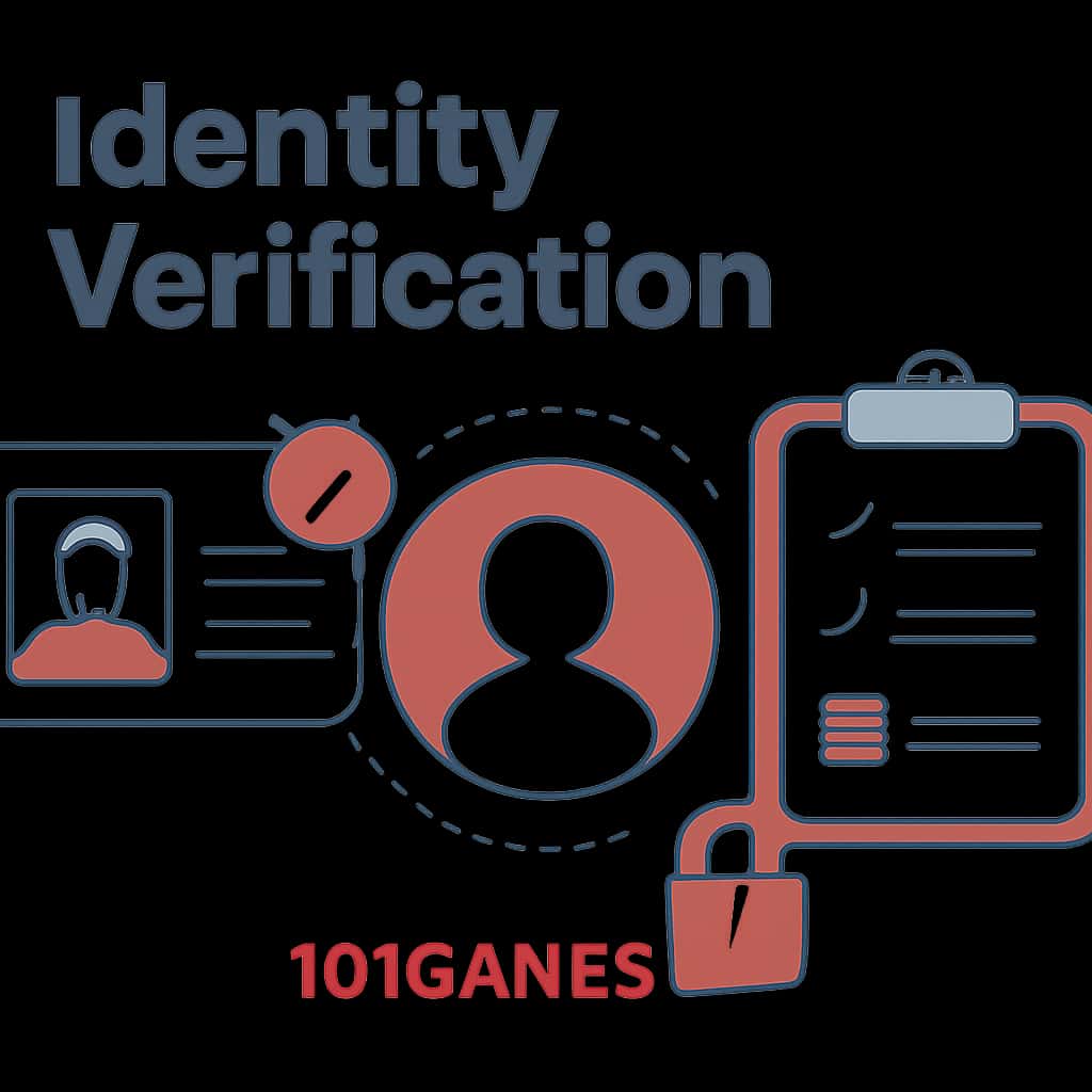 An educational diagram illustrating identity verification steps for 101Games.